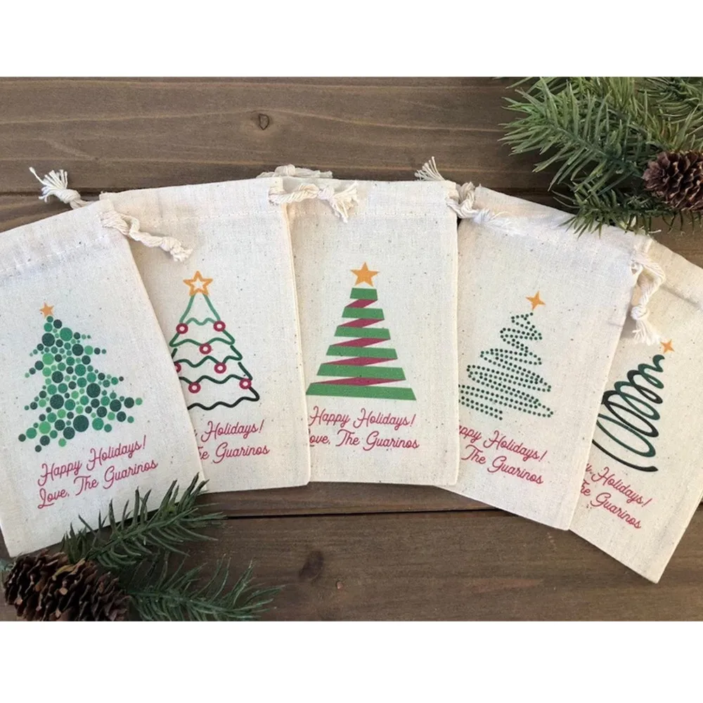 25PCS Personalized Christmas Favor Bags / Assorted Abstract Christmas Tree Design (Item 1726A)