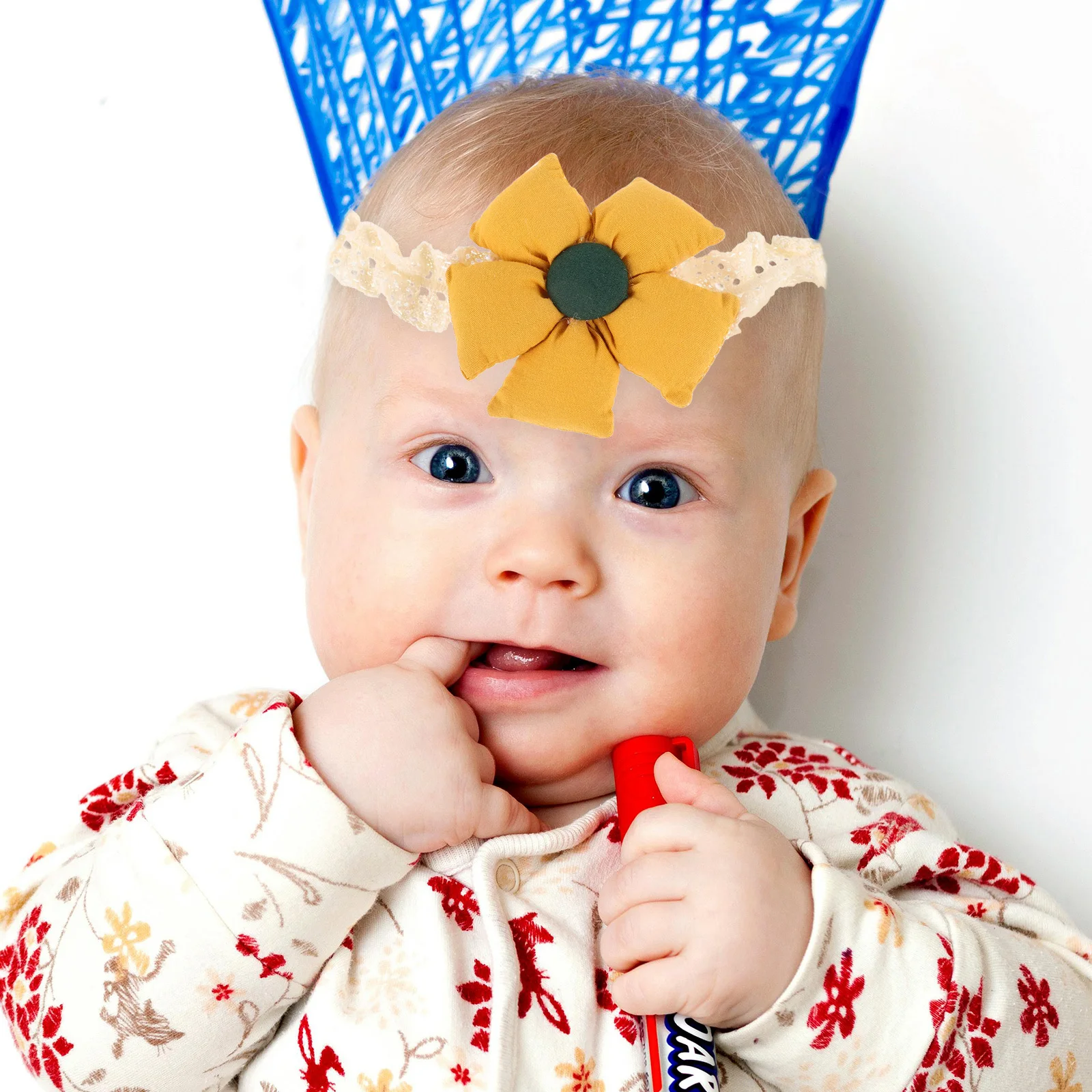 عصابات رأس للفتيات الصغيرات إكليل عباد الشمس وإكليل زهور مرن ناعم لحديثي الولادة وحفلات أعياد الميلاد