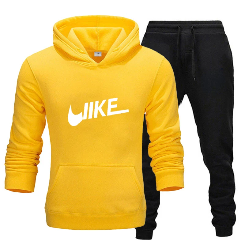 2025 Men and women's fashion trend hooded casual two-piece set, sweater jacket and pants, fashion brand printing logo, size S-3X