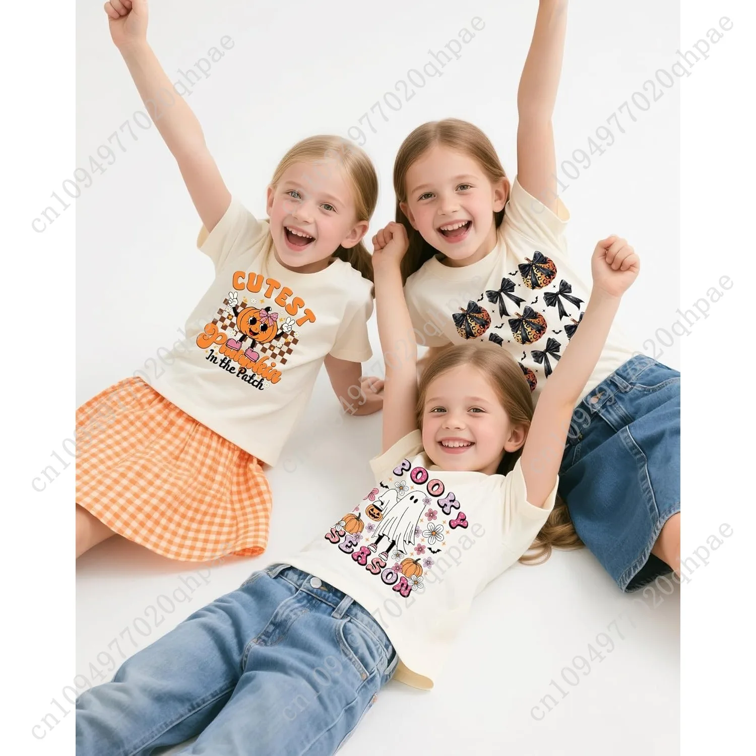 Halloween T-shirt voor meisjes Retro griezelig katoenen T-shirt met korte mouwen voor kinderen van 1-10 jaar