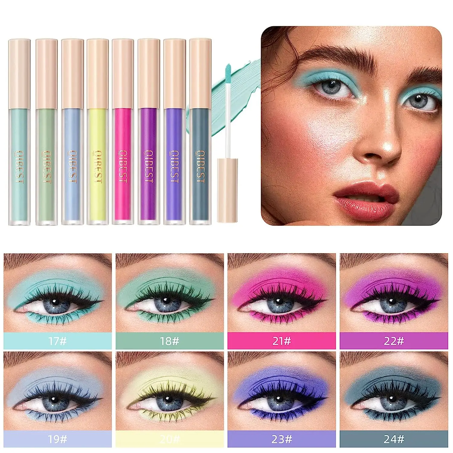 QIBEST 8 Colors Matte Liquid Eyeshadow Set Waterproof Long Lasting Eye Shadow Set Nude Eye Pigment Korean Makeup For Women