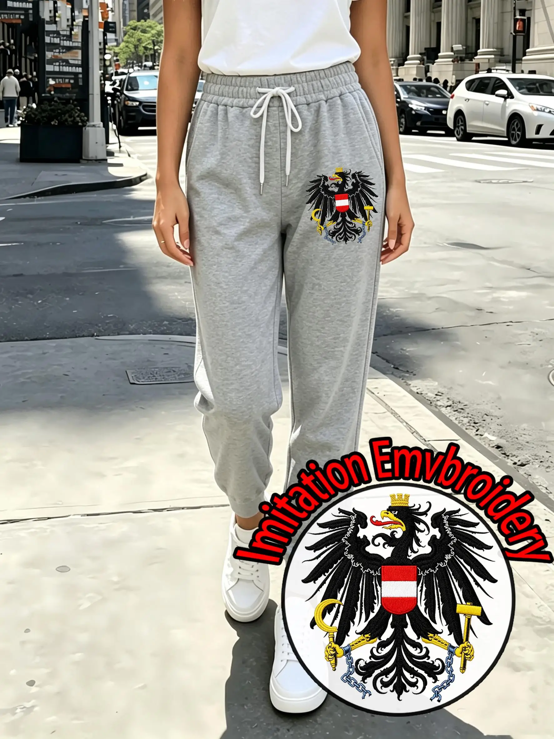 Austria Imitation Embroidery Print Women Sweatpant Street Fleece Pant Autumn Soft Y2K Jogging Pants Sport Multicolor Trouser
