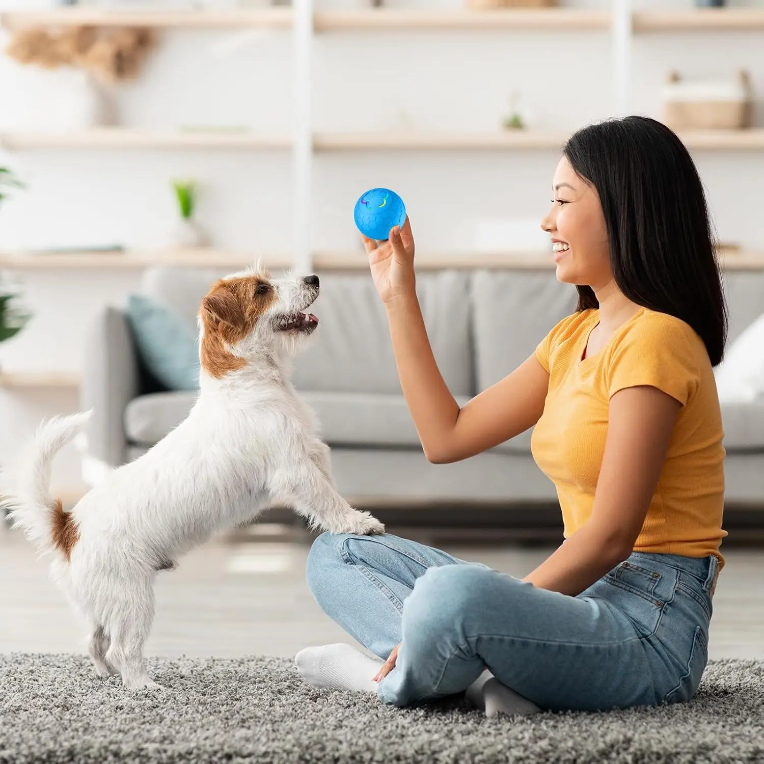 Electric Interactive Dog Ball Toys With Led Lilght Automatic Moving Smart Ball Dog Color Changing Bouncing Rotating Pet Products