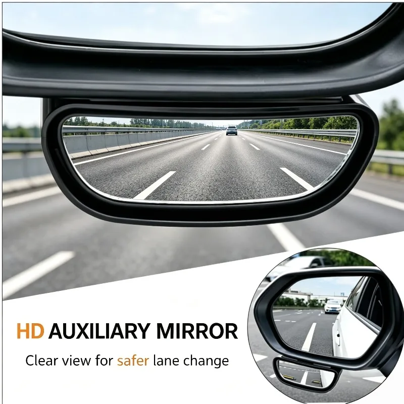 Car Rearview Auxiliary Mirror Adjustable Wide Angle Blind Spot Mirror Automobile Rear View Mirror Parking Safety Accessories