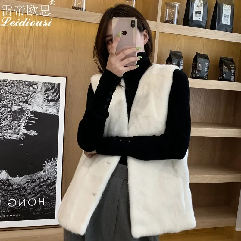 Real Fur Coat Women Clothes 2019 Autumn Winter Real Fur Vest 100% Mink Fur Jacket Sleeveless Waistcoat Manteau Femme 1961 YY2261