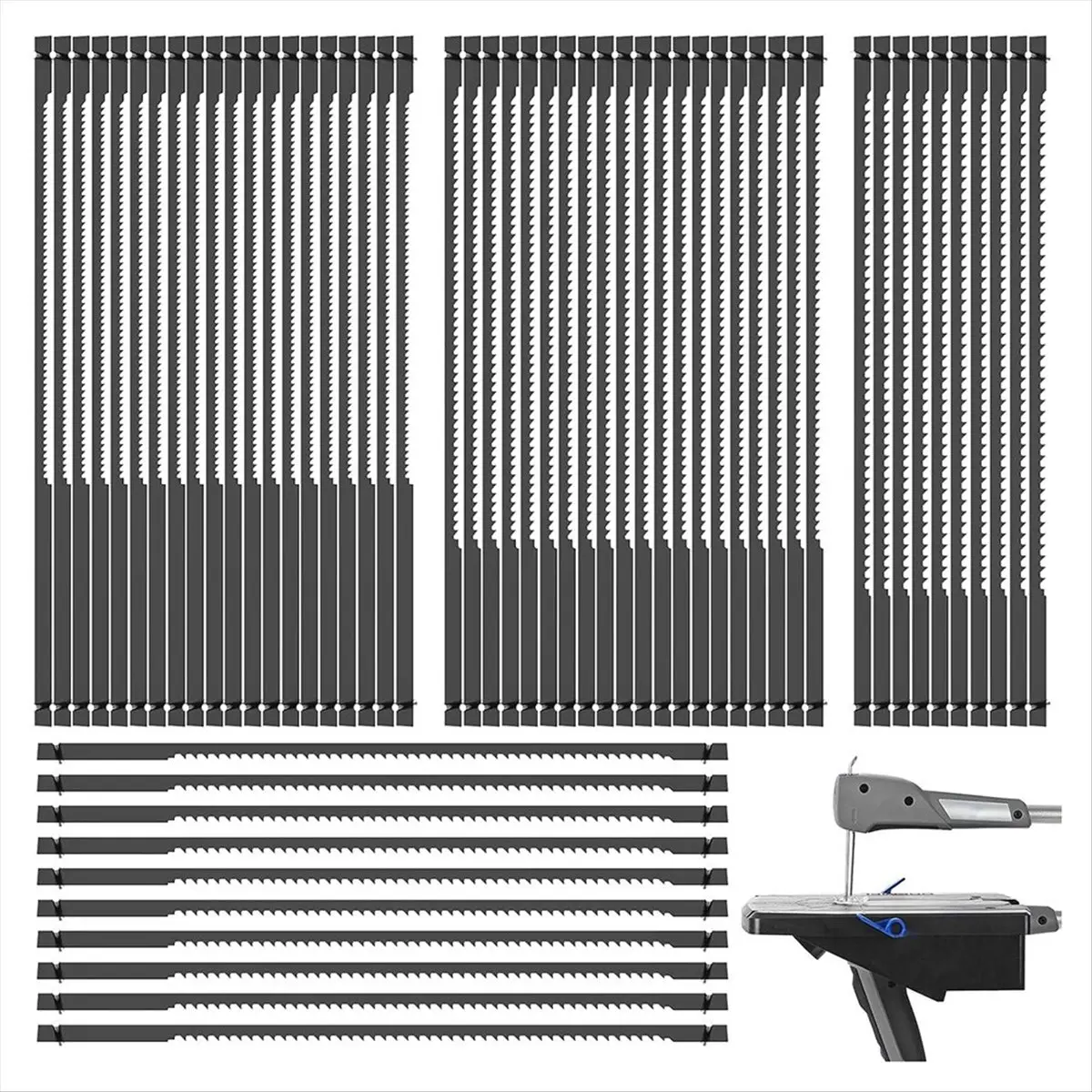 ABZT 60Pcs Scroll Saw Blades Pin End, 15TPI, 18TPI, 24TPI Pin End Scroll Saw Blade for Cutting Wood Plastic Metal