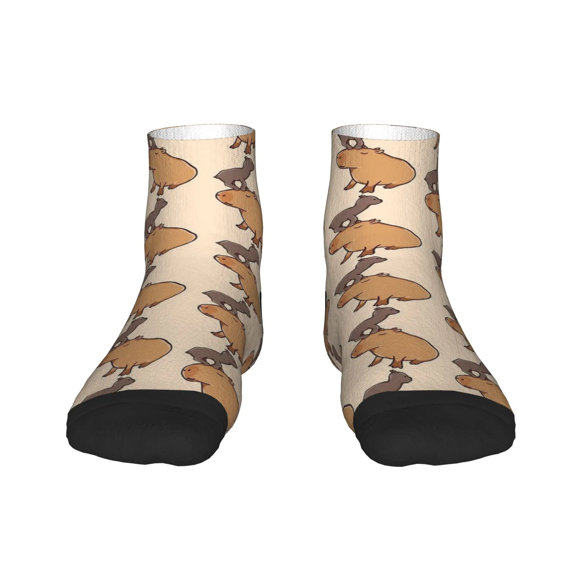 Capybara with a baby goat Ankle Socks Men  Quality Funny Sock Autumn Outdoor Sports Non Skid Design Socks Birthday Gift
