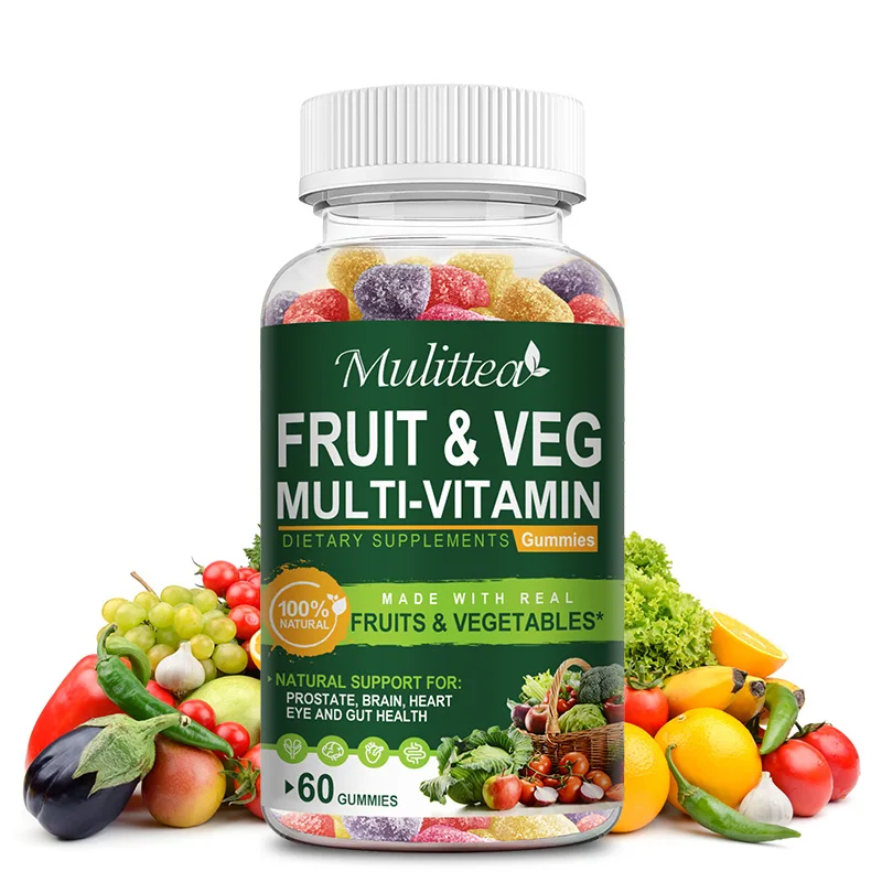 Mulittea Gummies naturali di frutta e verdura Anti-stitichezza Detox frutta quotidiana aiuta la digestione integratore di vitamine Multiple