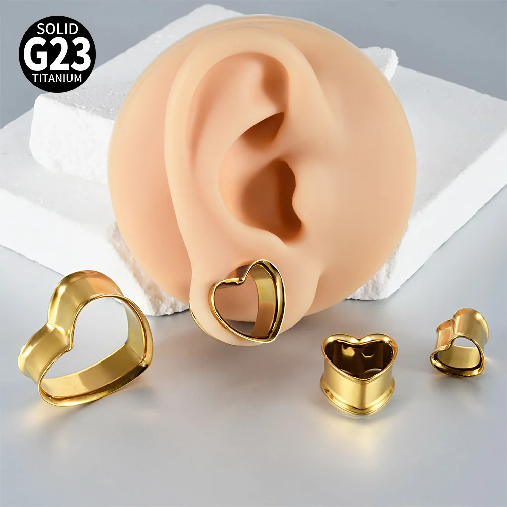 

1 пара G23, цветные полые серьги в форме сердца из титановой стали, гальванические полые серьги в форме сердца с градиентом
