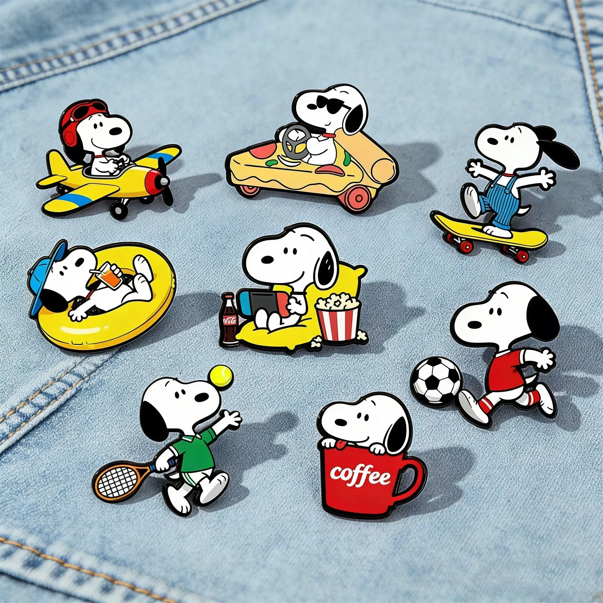 

Cute Cartoon Snoopy White Puppy Dogs Enameled Brooches Cute Animal Lapel Pins Fashion Jewelry Accessories Set Gift for Friends