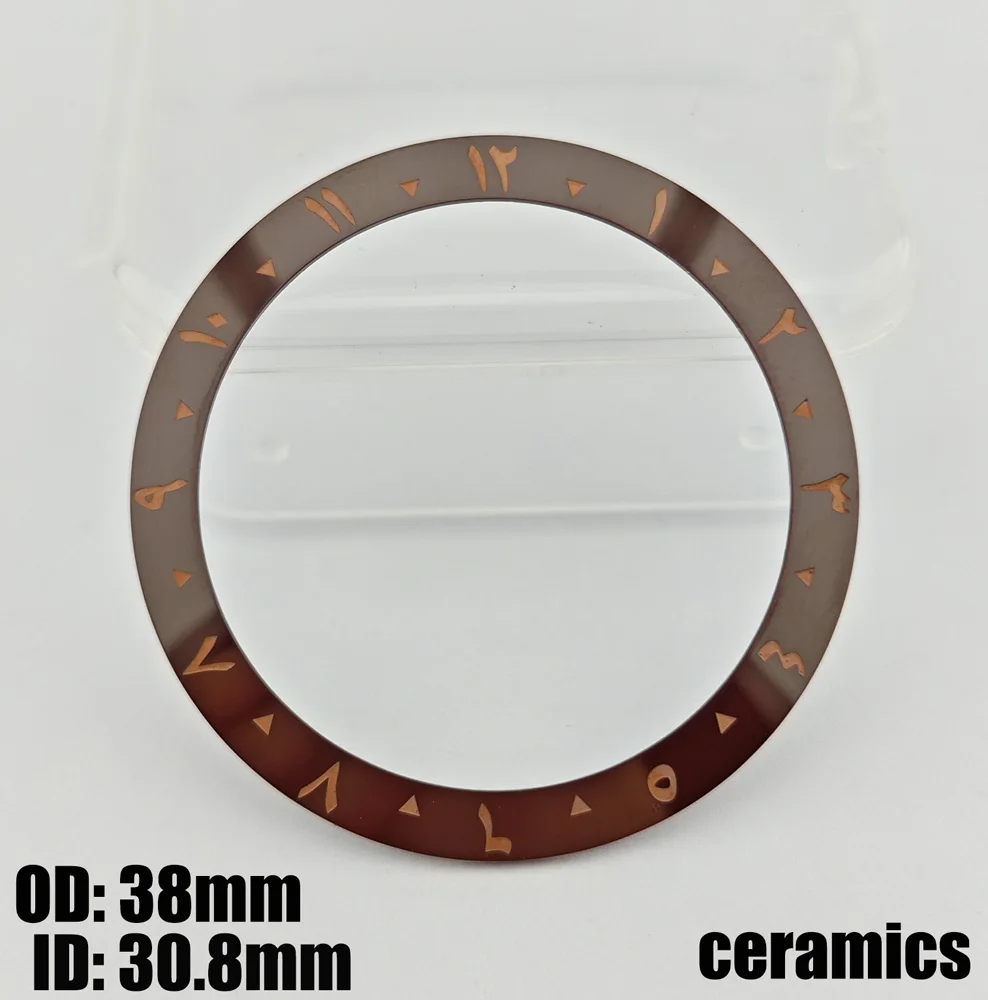 حلقة بحافة بأرقام عربية للرجال ، ساعة لامعة ، مطفية ، سيراميك ، حافظة داخلية ، NH35 ، 40 top ، 38 * ay