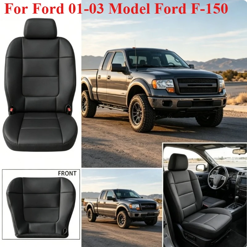 

1PCS Car Front Driver Side PU Leather Seat Cushion Bottom Leather Seat Cover for Ford 01-03 Model Ford F-150 Raptor Vehicles.