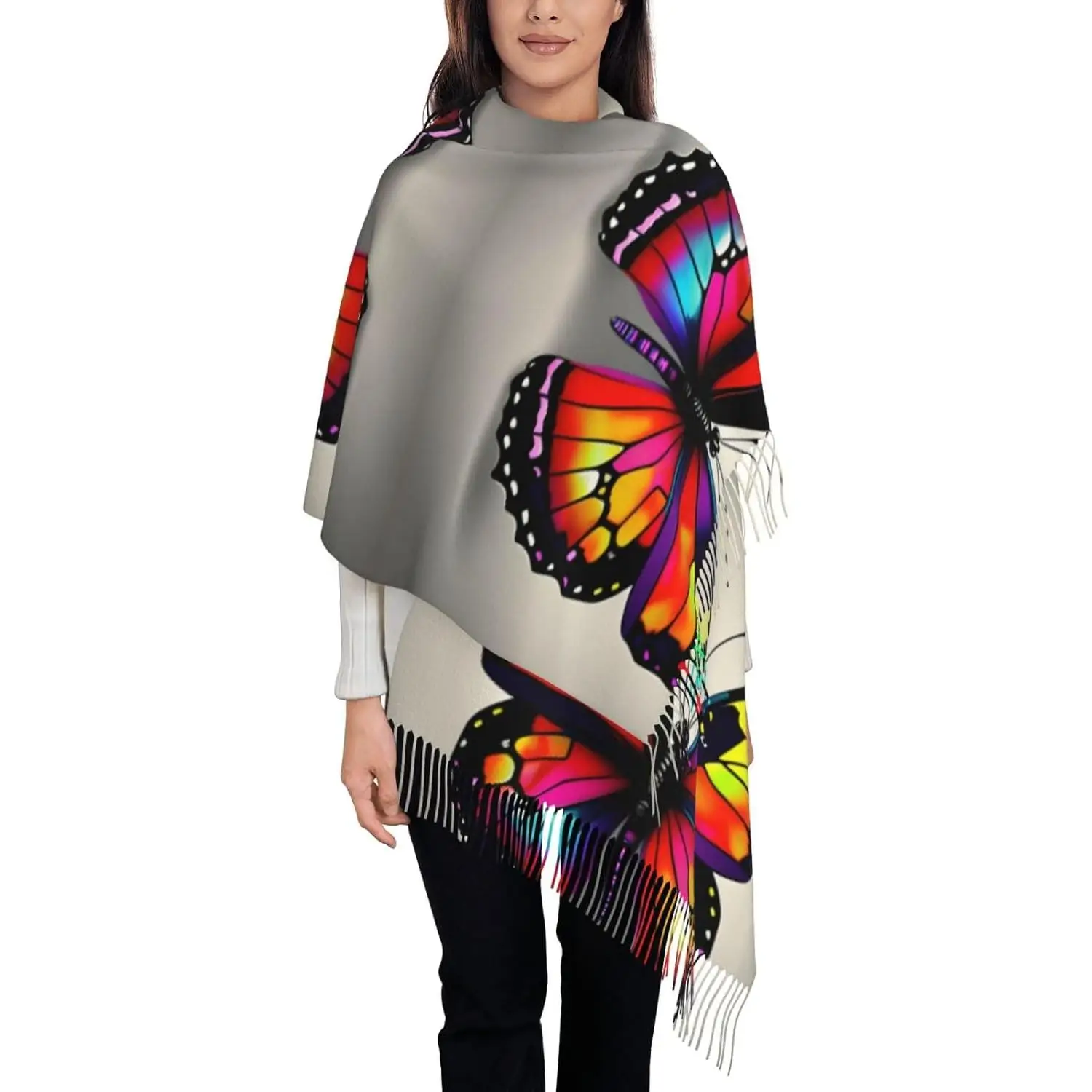 

Шарф с кисточками и принтом, большой толстый шарф, мягкие шарфы, идеальный осенне-зимний шарф, шаль для подарка, женский весенне-осенний зимний шарф