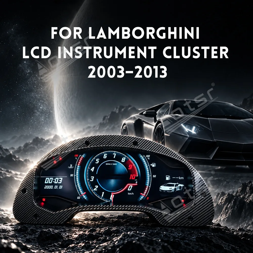 12.3 Inch LCD Instrument Panel For Lamborghini Gallardo 2003-2013 Cluster Speedometer Virtual Gauge Speed Meter Dashboard