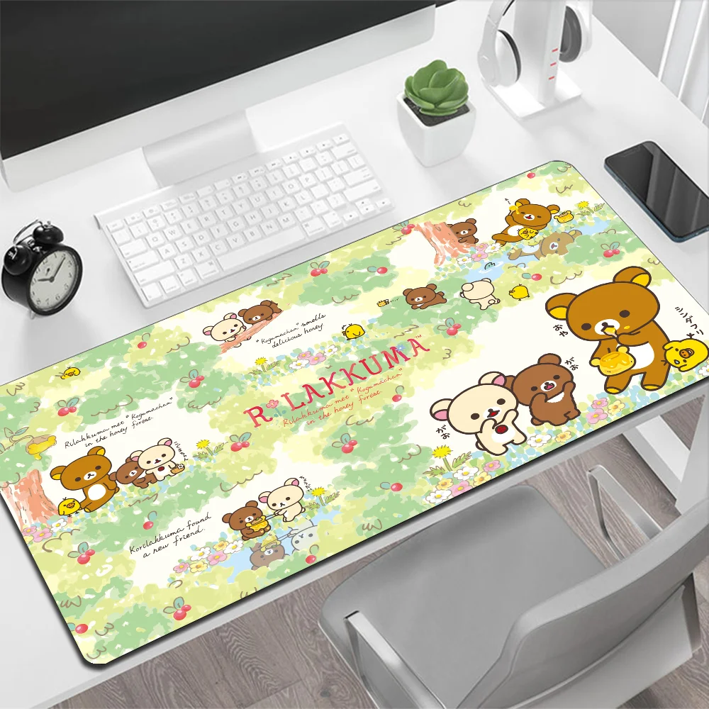 Grand tapis de souris mignon Rilakkuma, tapis de souris de jeu, PC Gamer, ordinateur, sous-marin, média, clavier, bureau, polymères