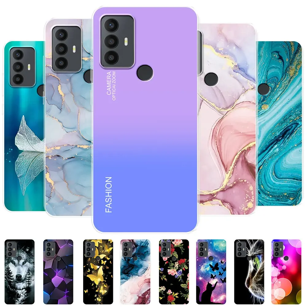 Para TCL 30 SE funda para TCL 30E estampado de flores transparente TPU silicona suave Fundas de teléfono Coque parachoques para TCL 30 SE Fundas