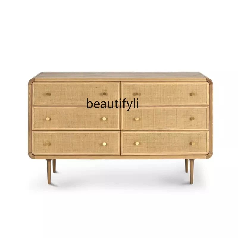 

LBX Chest of Drawers Modern Minimalist Bedroom Rattan Living Room Storage Chest of Drawer