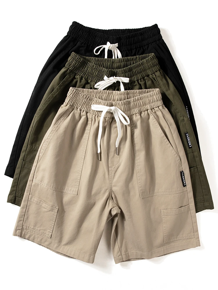 

Мужские повседневные хлопковые шорты-бриджи для лета, универсальные, свободного кроя, рабочие, с прямыми штанинами, с множеством карманов, верхняя одежда