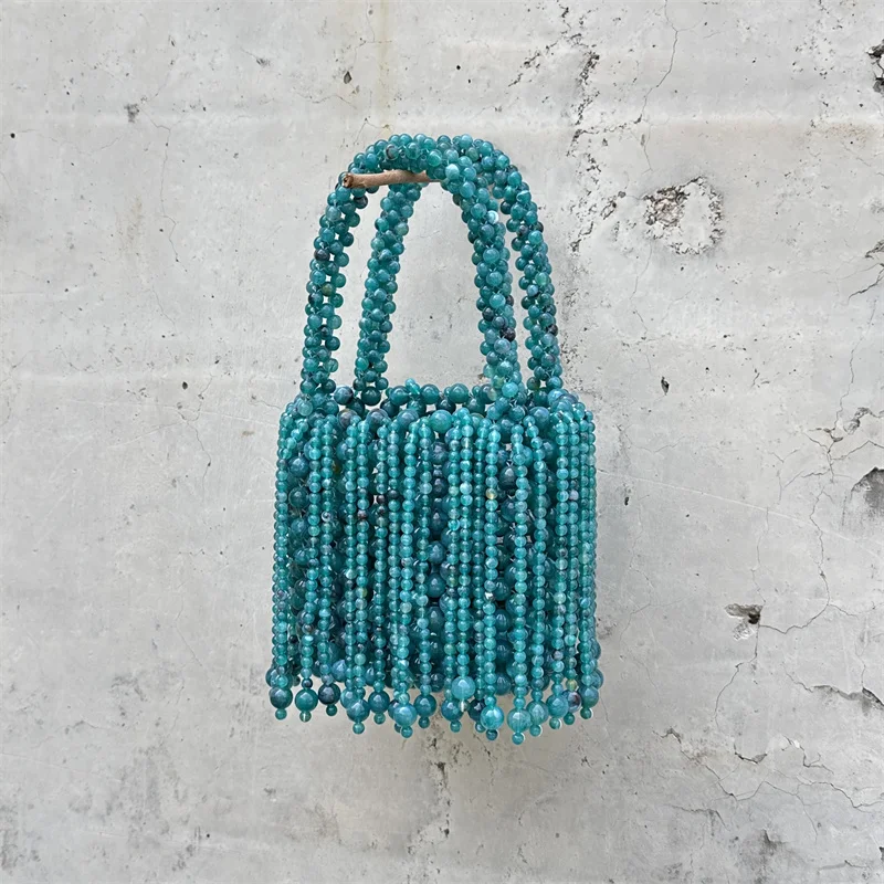 

Handmade Beaded Bag For Women Luxury Exquisite Hollow-out Woven Bead Party Mini Handbag