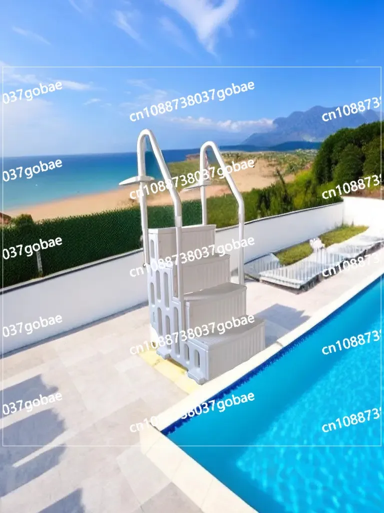 4-stufige rutschfeste automatische Poolleiter aus Kunststoff, Sicherheits-Schwimmbad-Treppe für oberirdische Pools