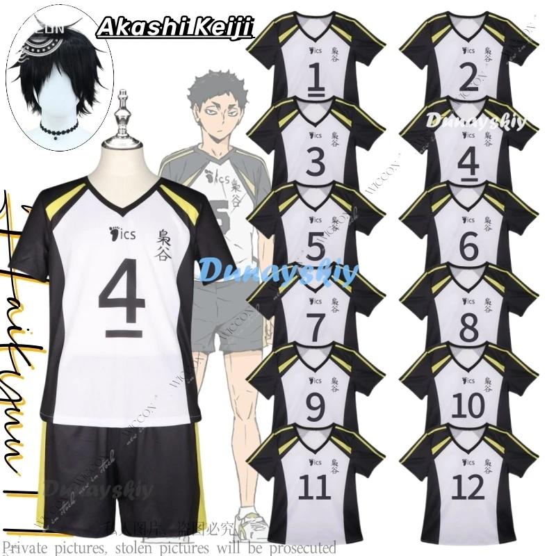 Akashi Keiji Cosplay Kostuum T-Shirt Short Fukurodani Bokuto Koutarou Uniform Pruik Haikiyu Volley Ball Team Jersey Sportkleding