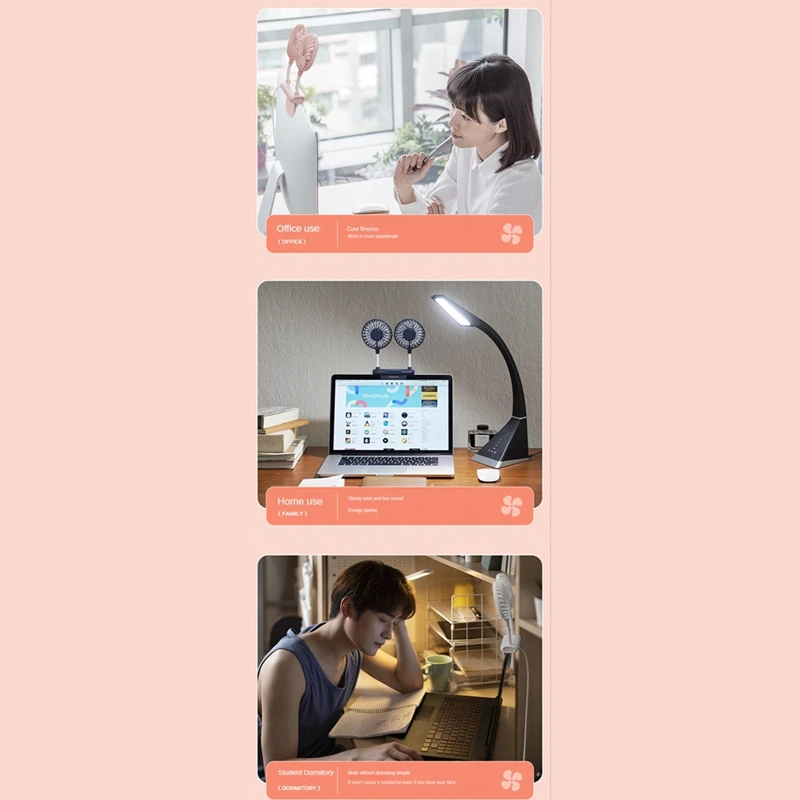 Portable Fan Screen Fan For Office Students Classroom Dormitory Hanging Screen Usb Electric Dual Fan