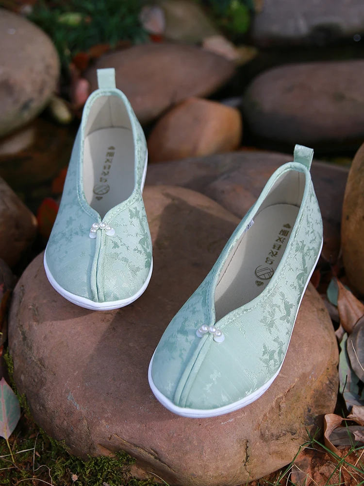 Chaussures Hanfu, chaussures confortables en tissu à semelles épaisses pour enfants
