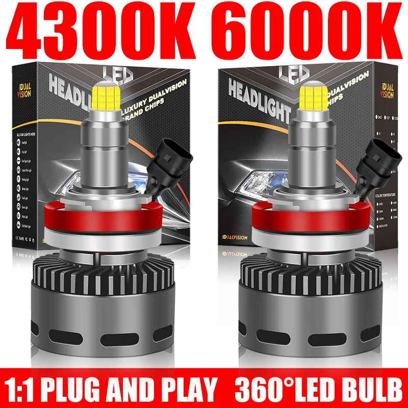 

Светодиодные лампы H7 LED 360 CSP для проекционных линз 4300K 6000K H11 H8 H9 HB3 9005 HB4 9006 9012 HIR2 D2S D4S D2R D4R Canbus, автомобильные фары 12В, противотуманные фары