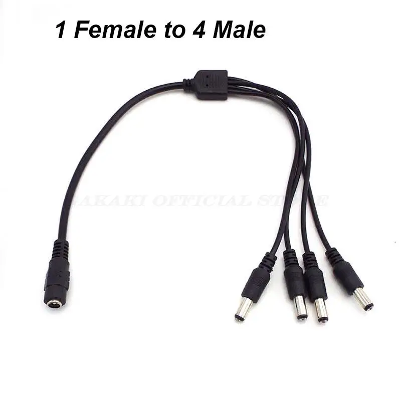 1 Female To 4 Male  DC Power Supply Splitter Cable 2.1*5.5mm Plug 12V Cord Adapter ConnectorFor CCTV Security Camera A7