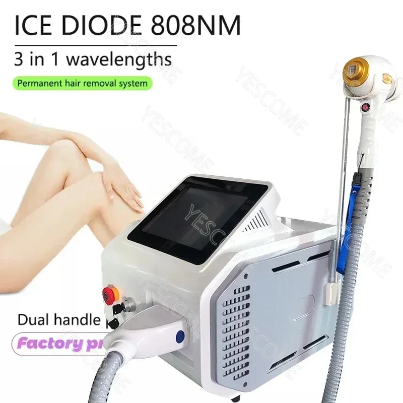 portable triple wavelength diode laser diodo 755nm 808nm 1064nm 3 waves permanent hair removal machine