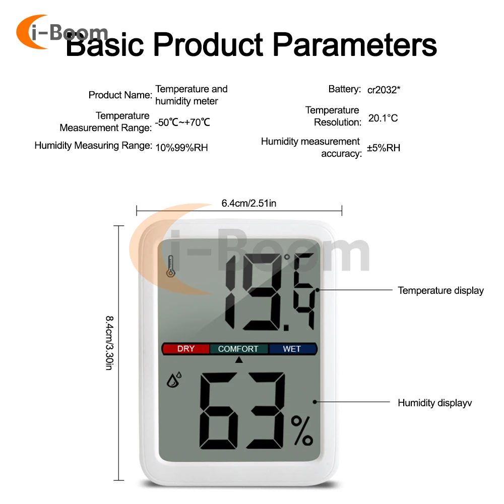 Smart LCD Digit Digital Temperature Hygrometer 0.1 ℃ High-precision Intelligent Temperature And Humidity Measuring Instrument