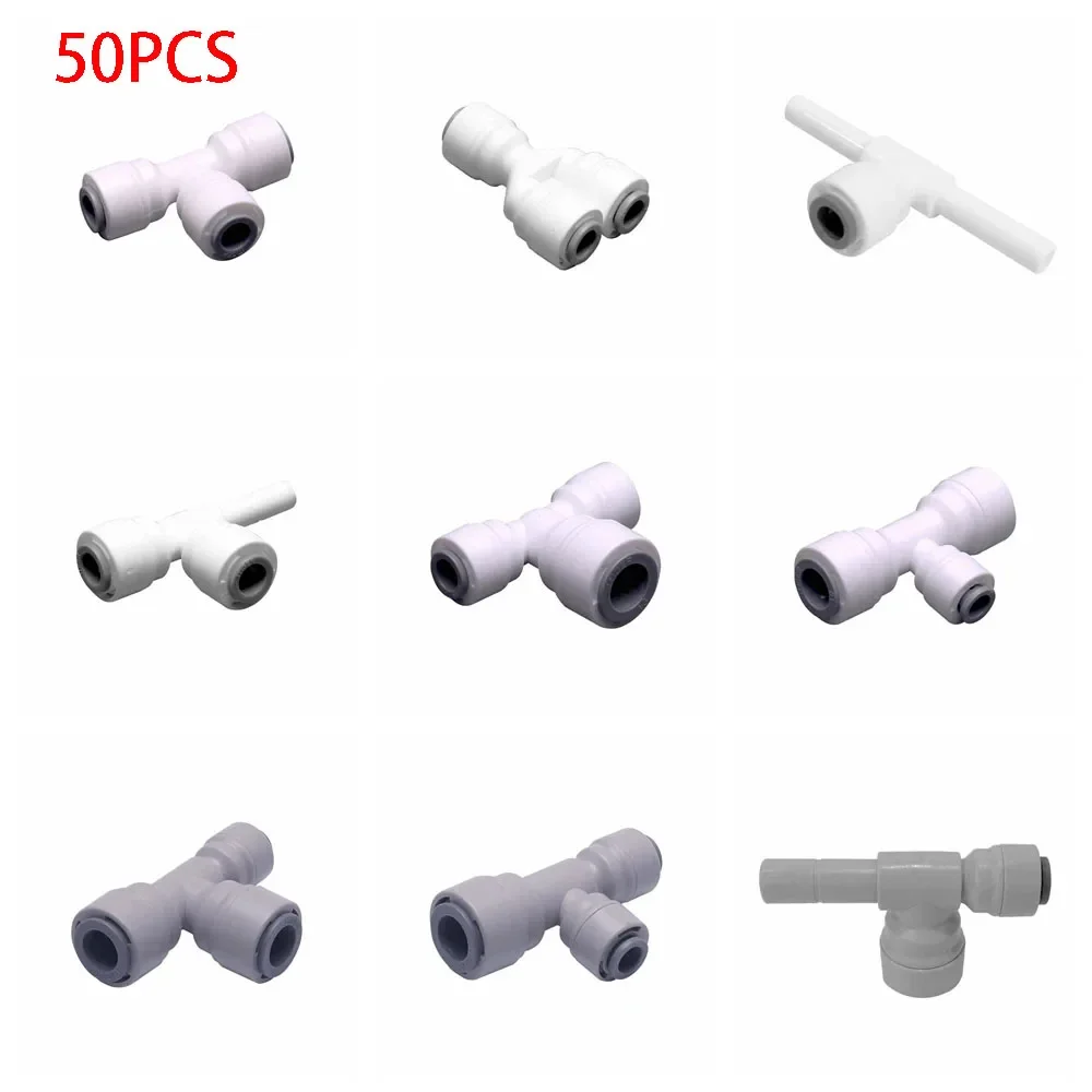 

50PCSRO water pipe joint Y tee type 3-way quick connect 1/4 3/8 hose PE pipe joint water filter reverse osmosis parts