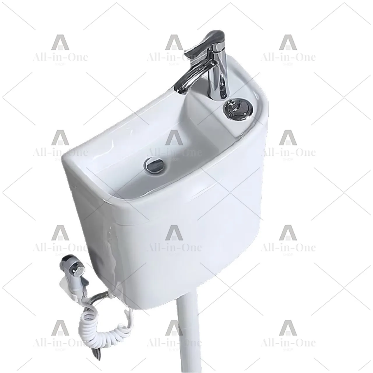 17Cm Basin Squat Toilet Japanese Ceramic with Wash Basin Integrated Water Tank Faucet Squat Pit Toilet Household Model