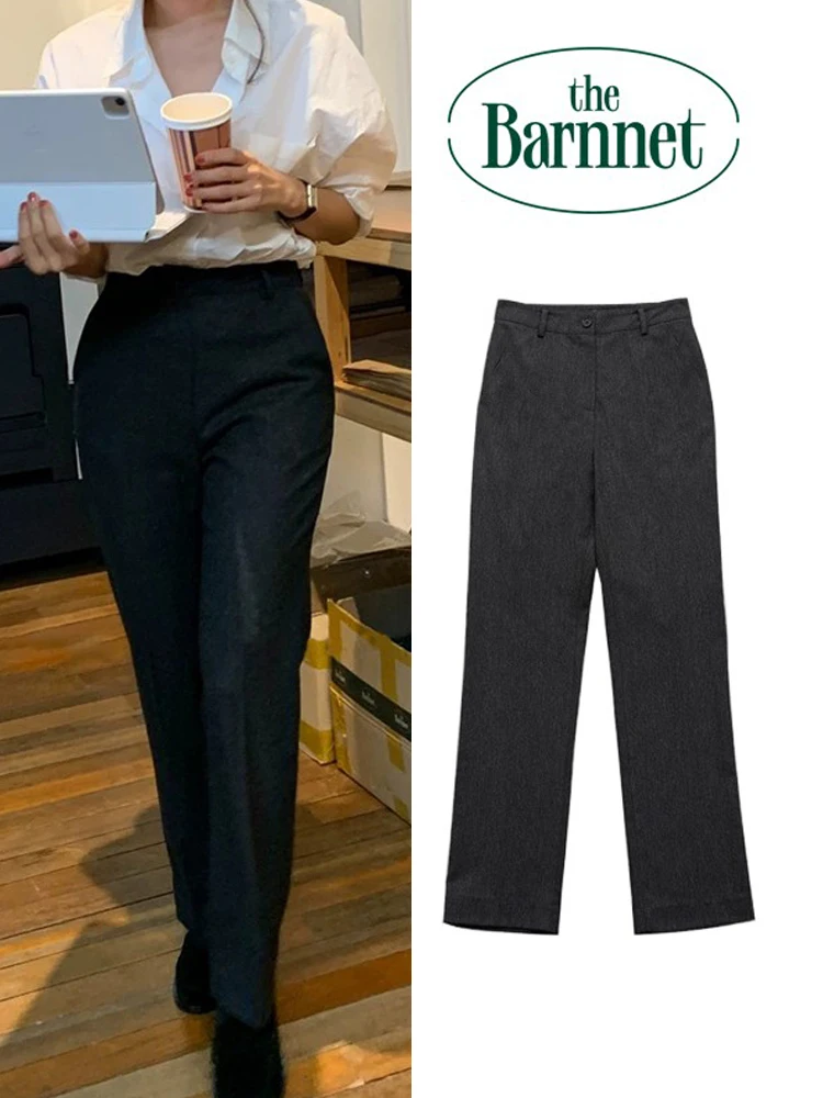 

Женские шерстяные брюки Eight Milk Black с высокой талией, прямые, длинные, в корейском стиле, весенняя новинка, стройнящие, повседневные