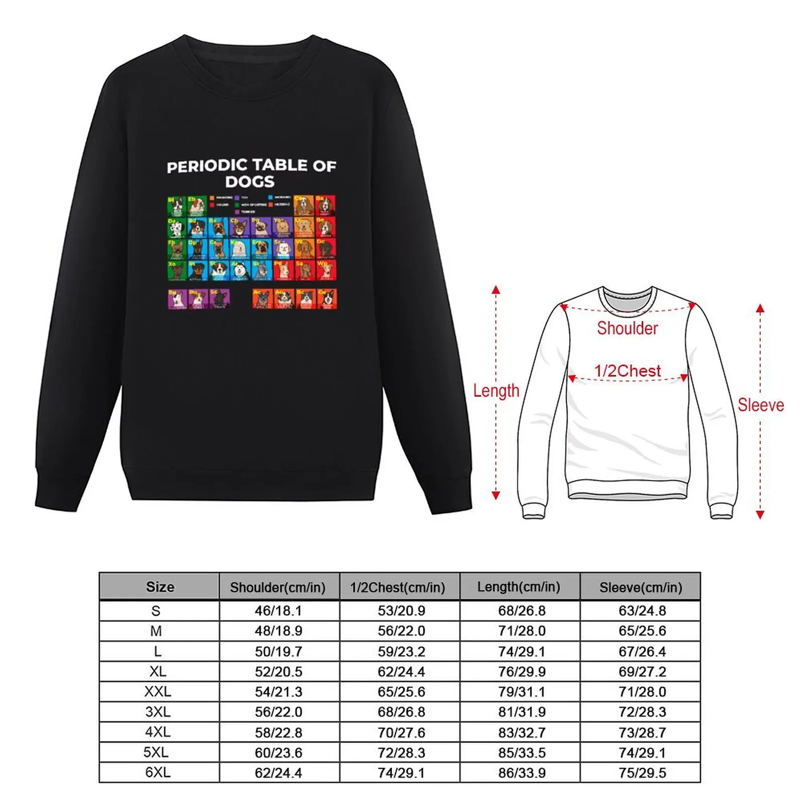 Periodic Table of Dogs, Dog Lover, Funny Science Sweatshirt male clothes blouse men's clothes sweatshirt for men