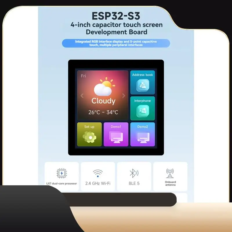 

ESP32-S3 4-Inch Square Capacitance Touch Screen Development Board 480X480 Wifi Bluetooth HMI/LVGL GUI Development Board-T44C