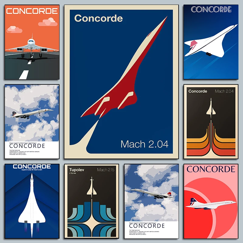 Modern Minimalist Concorde Plane Posters High-Speed Aviation Prints Civil Airliner Canvas Painting Wall Pictures Home Room Decor