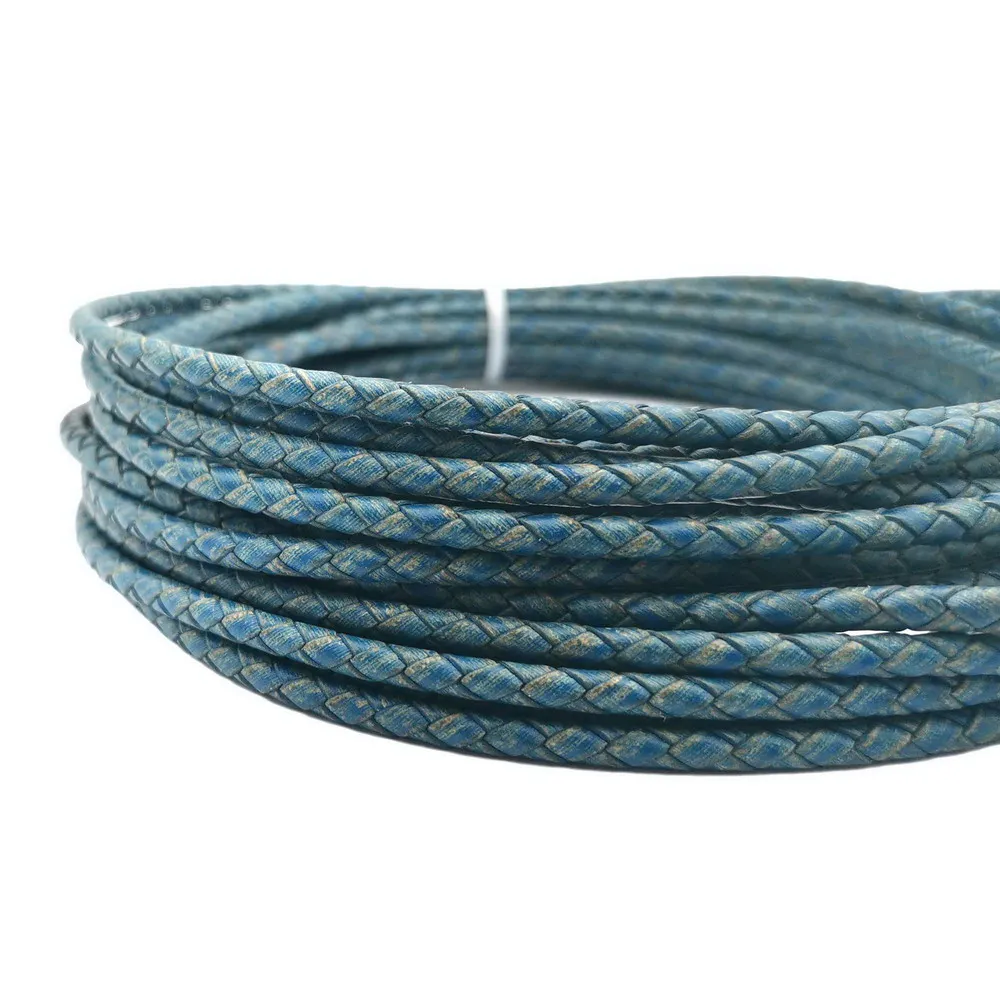 

Aaazee Distressed Blue 4mm Braided Leather Bolos Cords for Jewelry Making