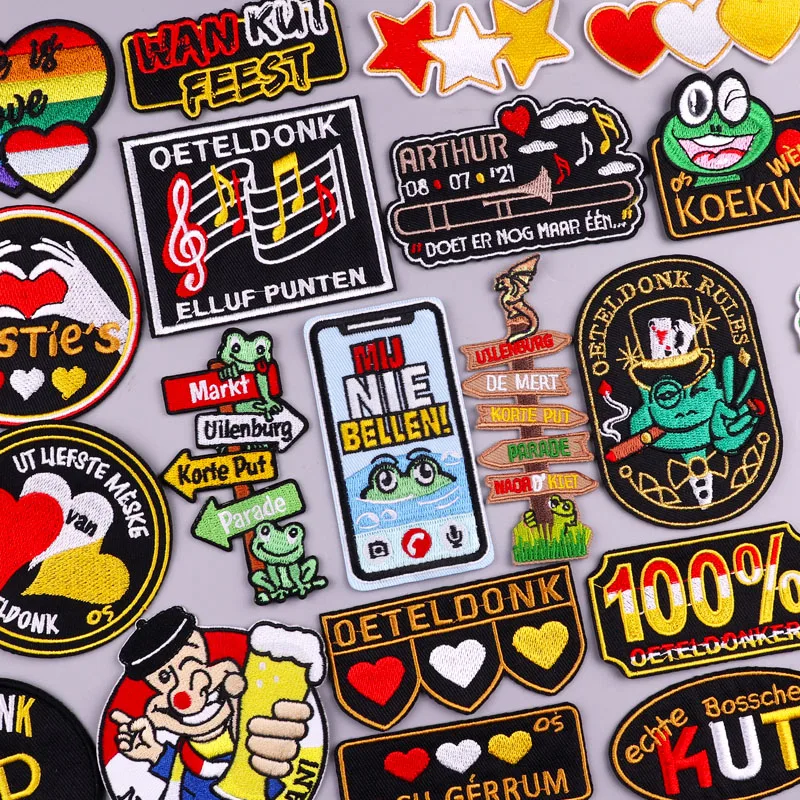 【セール中】オランダのoeteldonkエンブレムパッチ、衣類のアイロンパッチ、カーニバルのカエルの服のパッチ、お祝いの贈り物、DIY