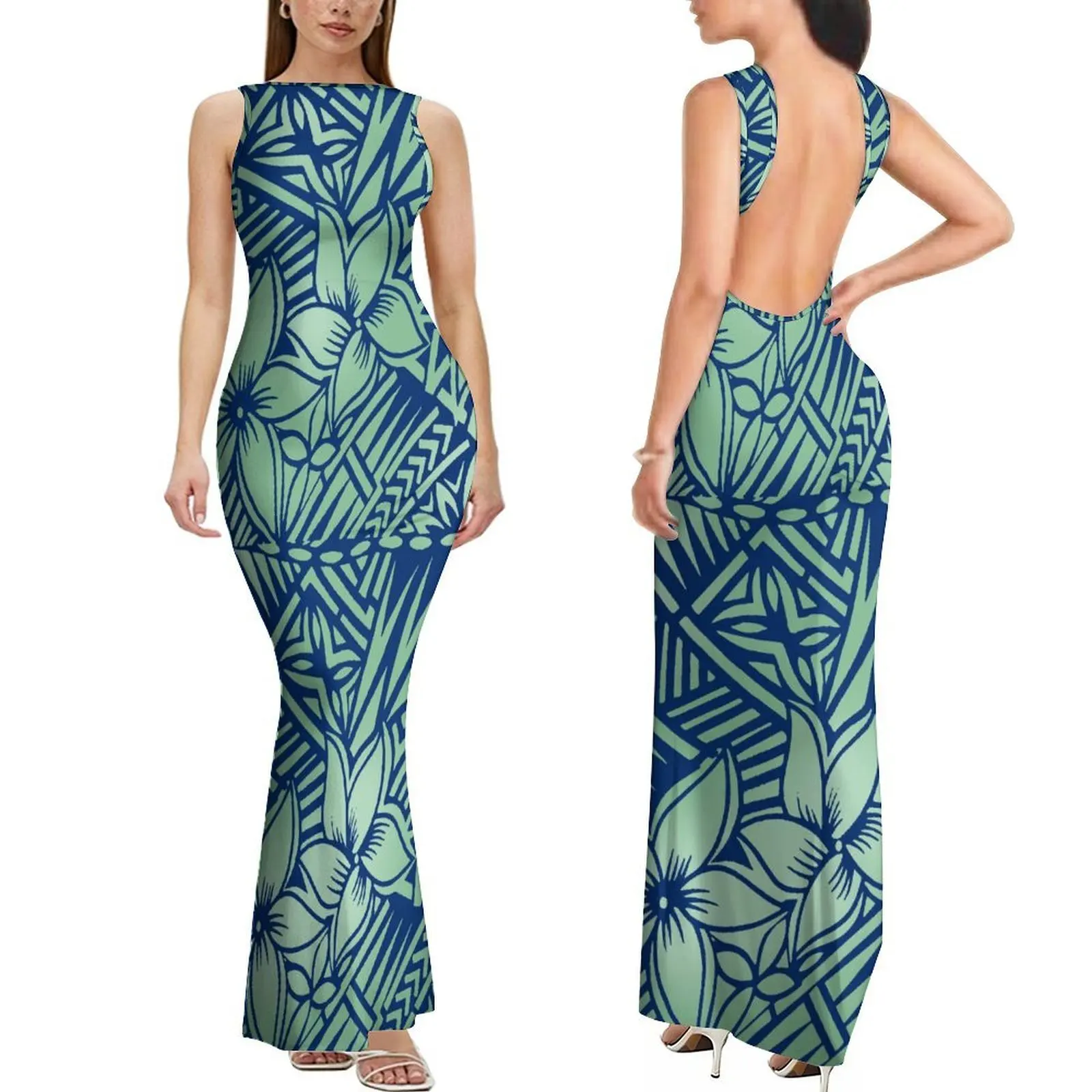 Sleeveless Long Slimming And Sexy Backless Dress Custom-Made High-End Evening Dress For Polynesians Women'S Dress