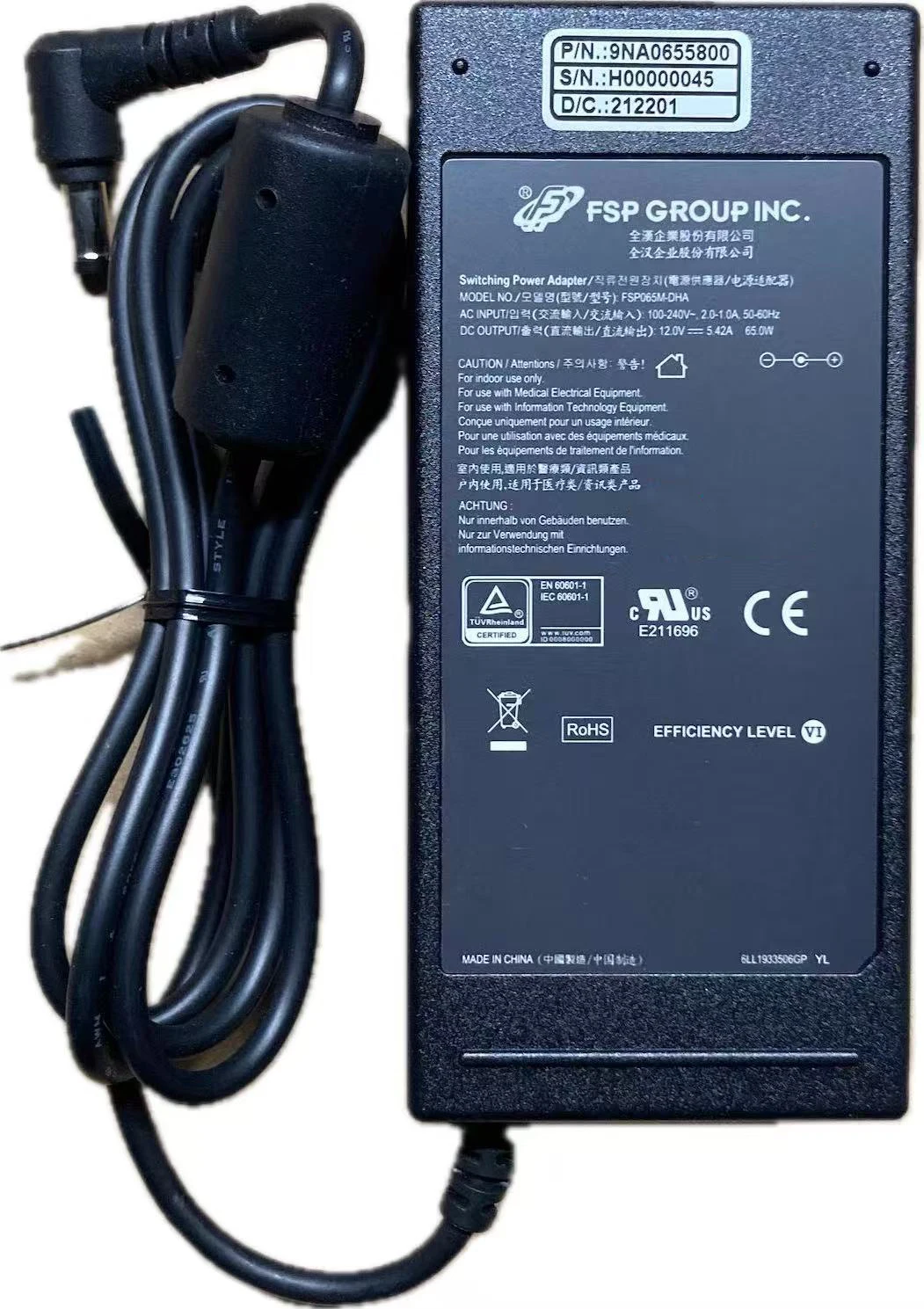 

FSP AC Adapter 12V 5.42A 65W FSP065M-DHA FSP065-RHAC2 5.5*2.5mm Charger Monitor Power Supply