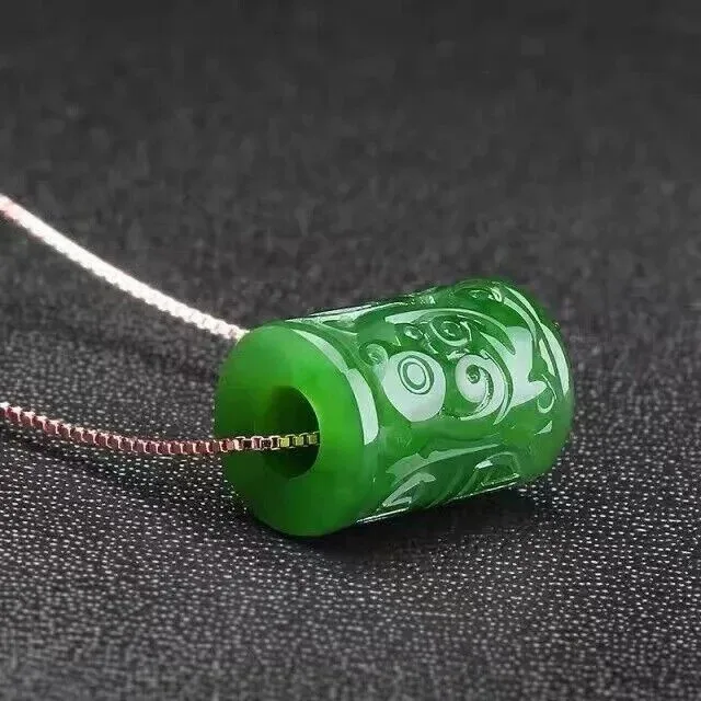 Natural Ice Green Jade jadeite Beads Lucky Amulet Pendant&Necklace jewelry