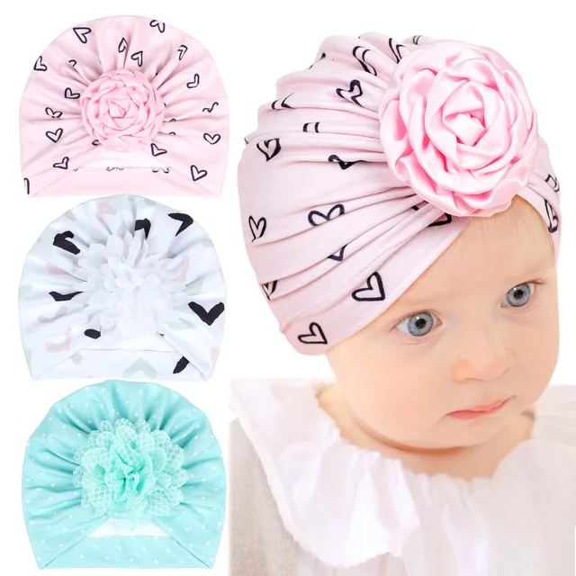 Noworodek akcesoria dziewczęce niemowlę dziewczynka Turban w kwiaty czapka maluch chusta na głowę czapki z nadrukiem duża czapka dla niemowląt