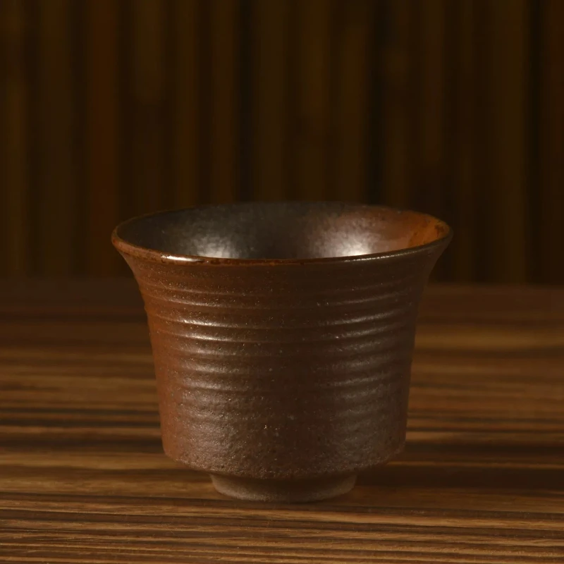 

LTT Japanese-style coarse pottery tea cup retro threaded tea cup Zen kung fu tea set