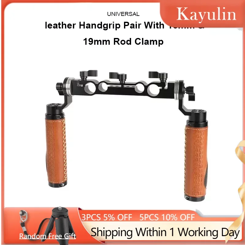 

Kayulin Camera Shoulder Rig ARRI Style Rosette Leather Handgrip Pair With 15mm 19mm Rod Clamp For Sony Canon