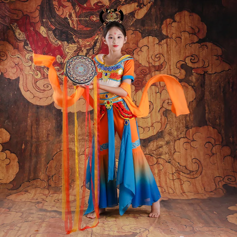 Children's Dunhuang Flying Dance Costume Performance Clothing for Girls Fluent Chinese Style Classical Dance Rebound Pipa Perfor