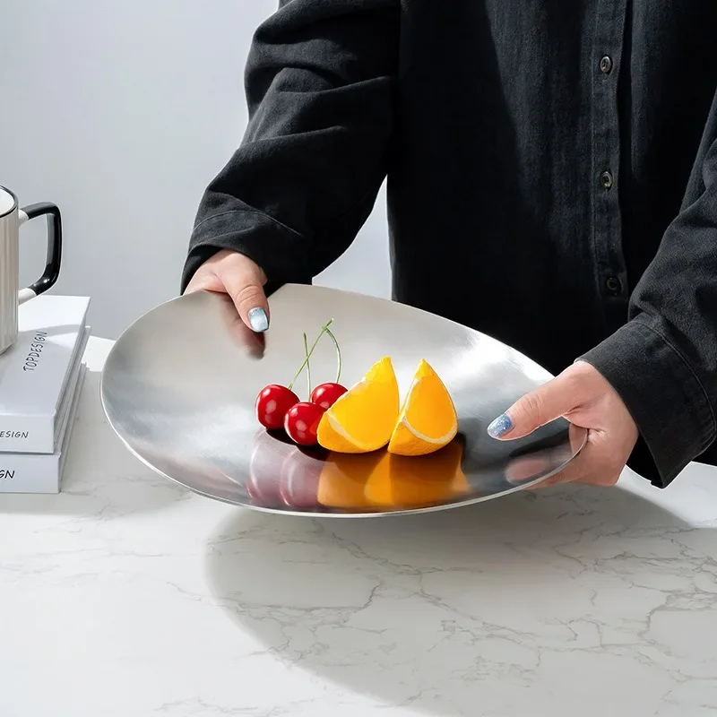 304 Food Grade Stainless Steel Fruit Bowl, Nordic Creative Ins Style Snack Serving Tray, High-End Showroom Home Decoration Gift