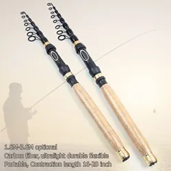 Wood Color Soft EVA Handle Carbon Portable Travel Telescopic Fishing Rod Fast Action Spinning Rod Lure Carp Trout Bass Sea Ocean