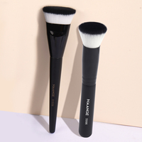 MAANGE 2PCS Flat Top Foundation Makeup Brushes Synthetic Hair Face Contour Brush for Liquid Cream Bronzer Buffing Beauty Tools