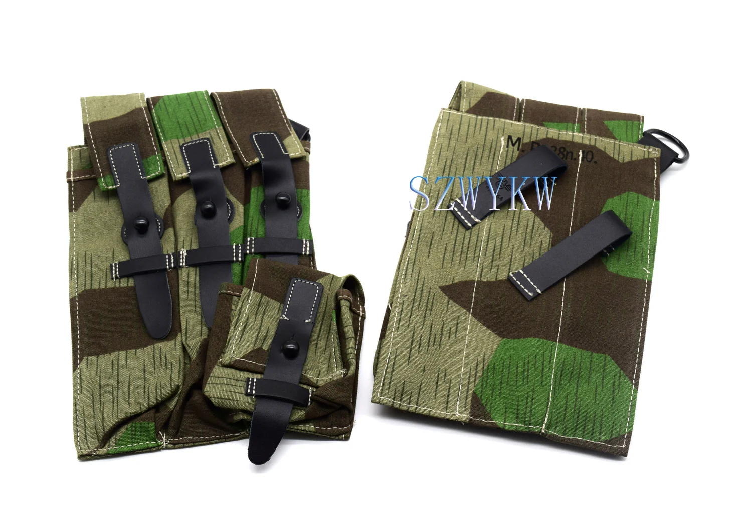 Reenactment German MP38 MP40 Ammo Ammunition Magazine Pouch Splinter Camo Color 　